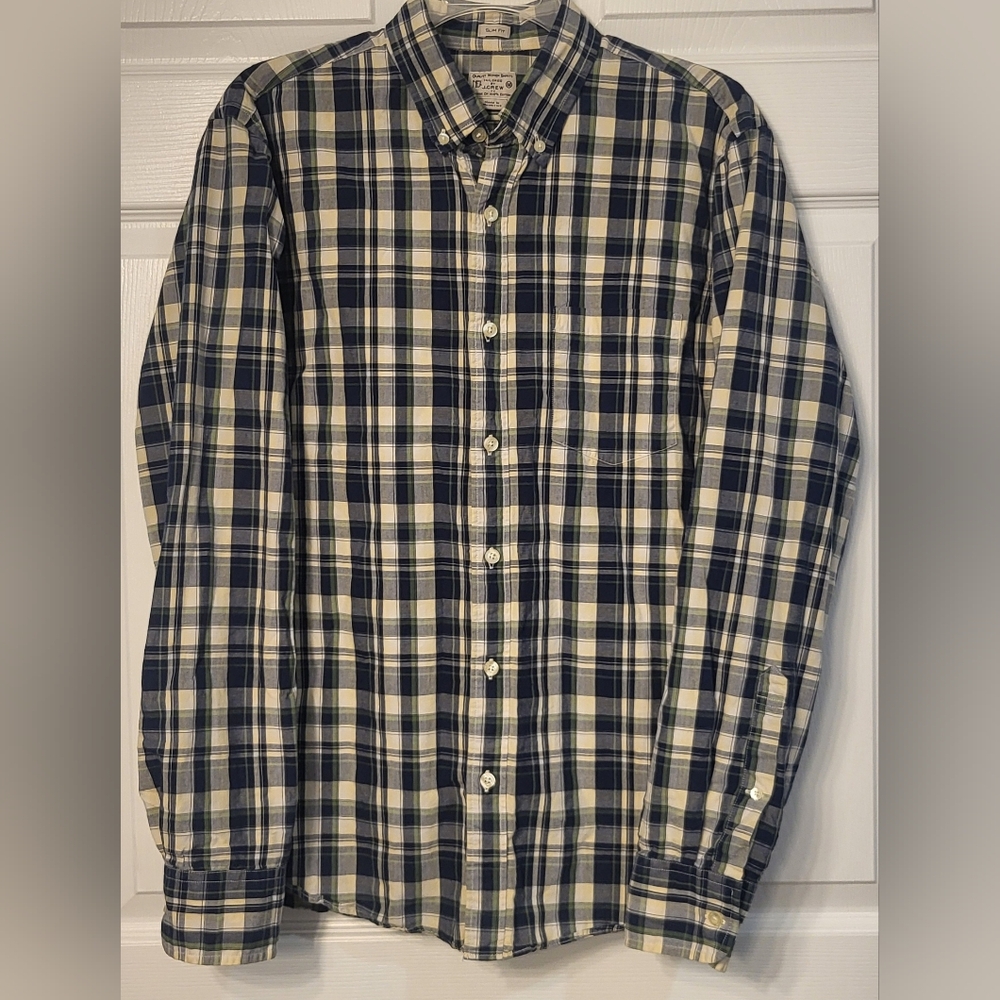 J. Crew Slim Fit Cotton Long Sleeve Plaid Shirt Size Medium